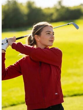 Burberry golf Red Zip-Up Track Jacket with Contrast Stripe
